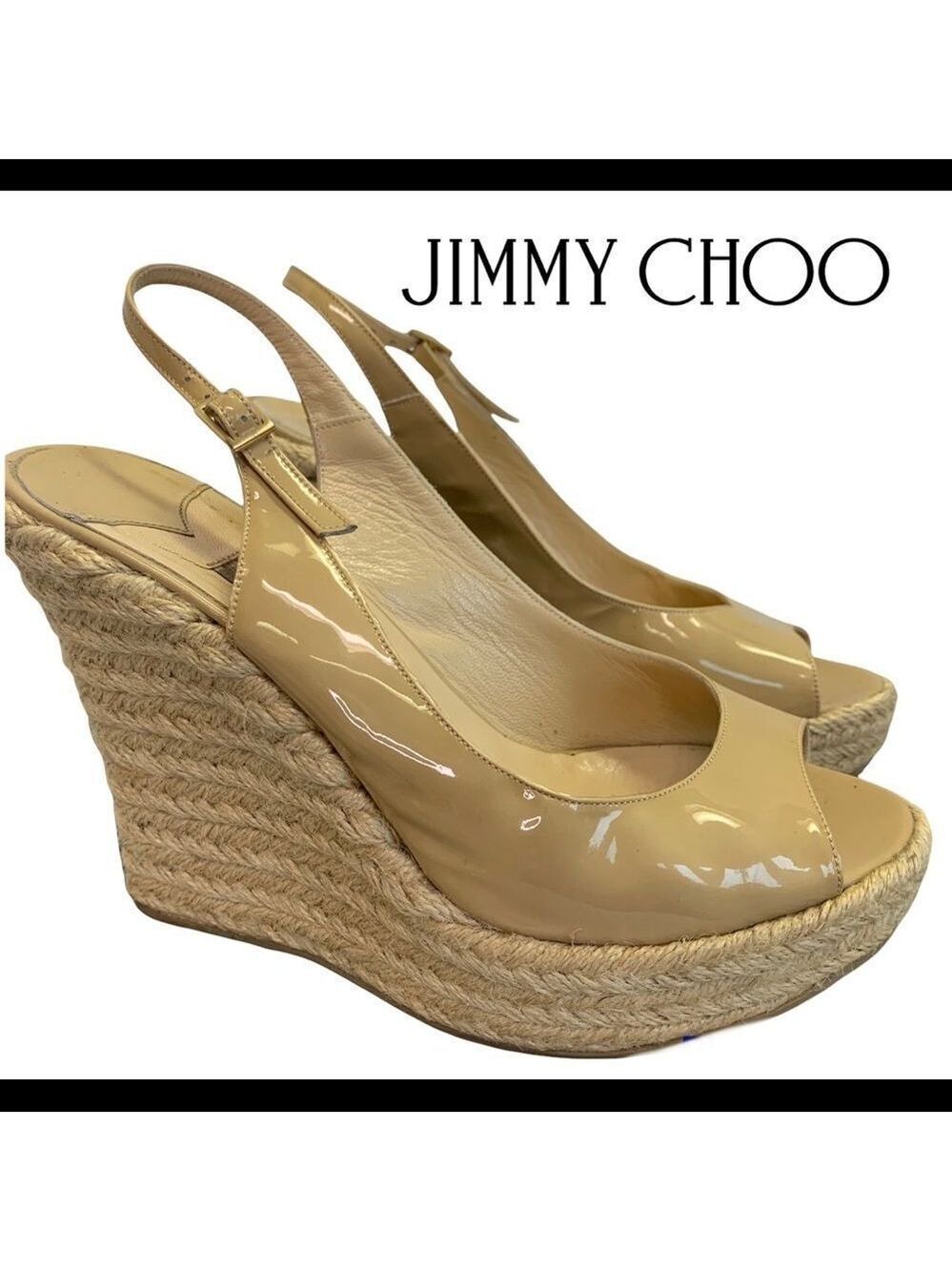 Jimmy CHOO caramel
Prova patent leather cork wedge sandals size 38.5
